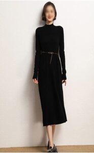 n/a Autumn Half-Turtleneck Pleated Cashmere Knit Bottom Long Skirt