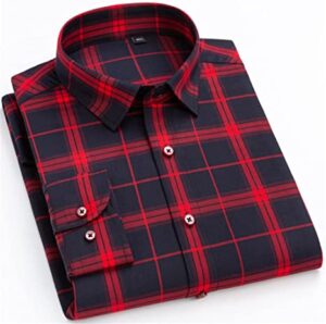 CHYSP Men's Contrast Plaid Checkered Shirts