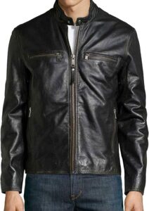 Mark Wahlberg Black Biker Leather Jacket