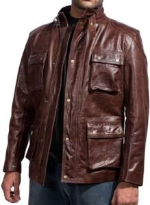 Mark Wahlberg Four Brothers Genuine Leather Jacket Brown