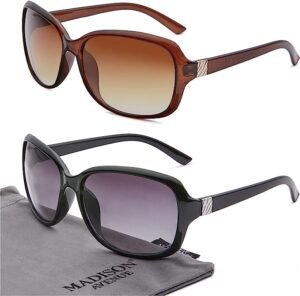 Madison Avenue 2 Pack Classic Vintage Sunglasses for Women