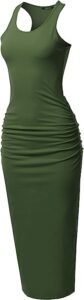 SSOULM Women's Shirring Racerback Tank Maxi Dress with Plus Size